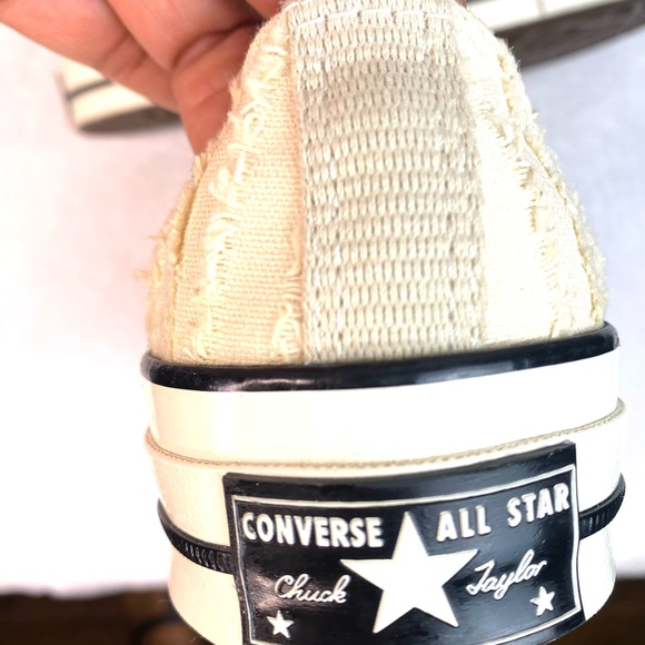 Distressed Converse Cream Chuck Taylor Low Top Sneakers - Picture 10 of 12